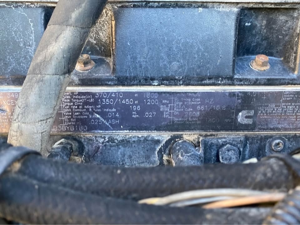 Placa del motor Cummins del camión de volteo Kenworth T800 2000