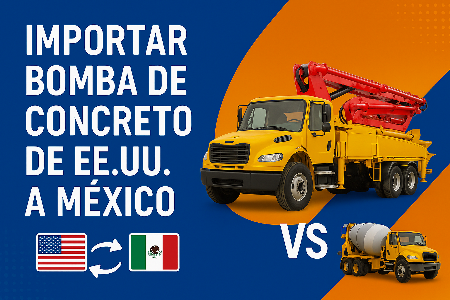 Bomba de concreto montada en camión importada desde Estados Unidos hacia México.